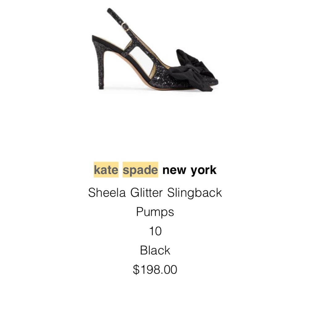 Kate Spade Glitter Black Heels With Bow